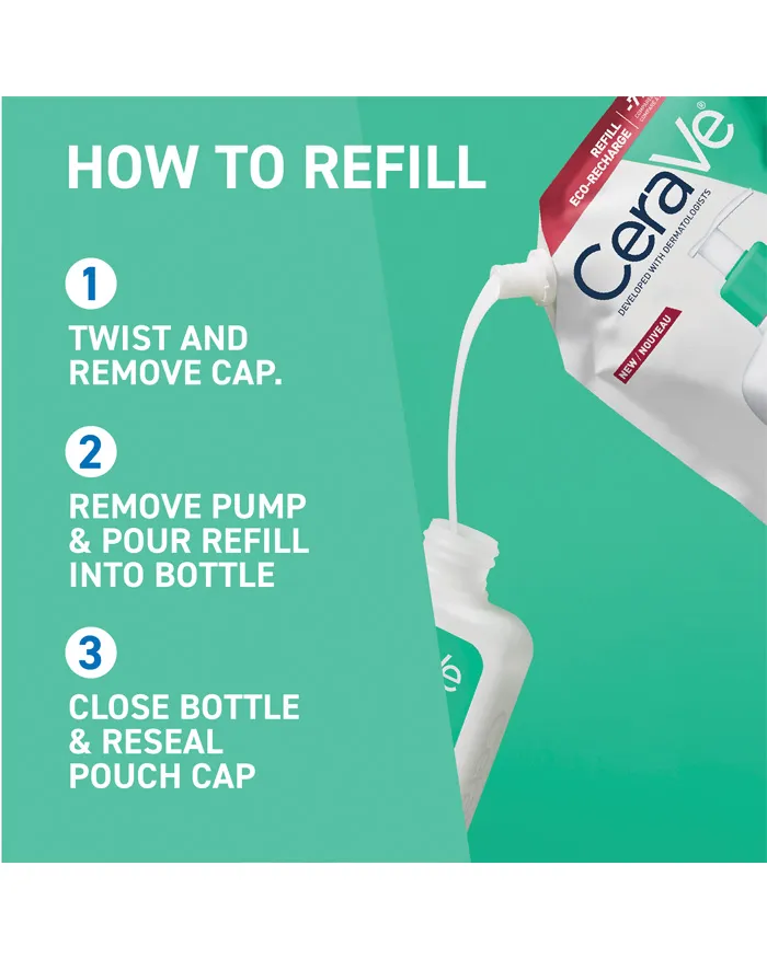 Cerave Foaming Facial Cleanser Refill 16oz – Removes Excess Oil Without Disrupting Skin Barrier