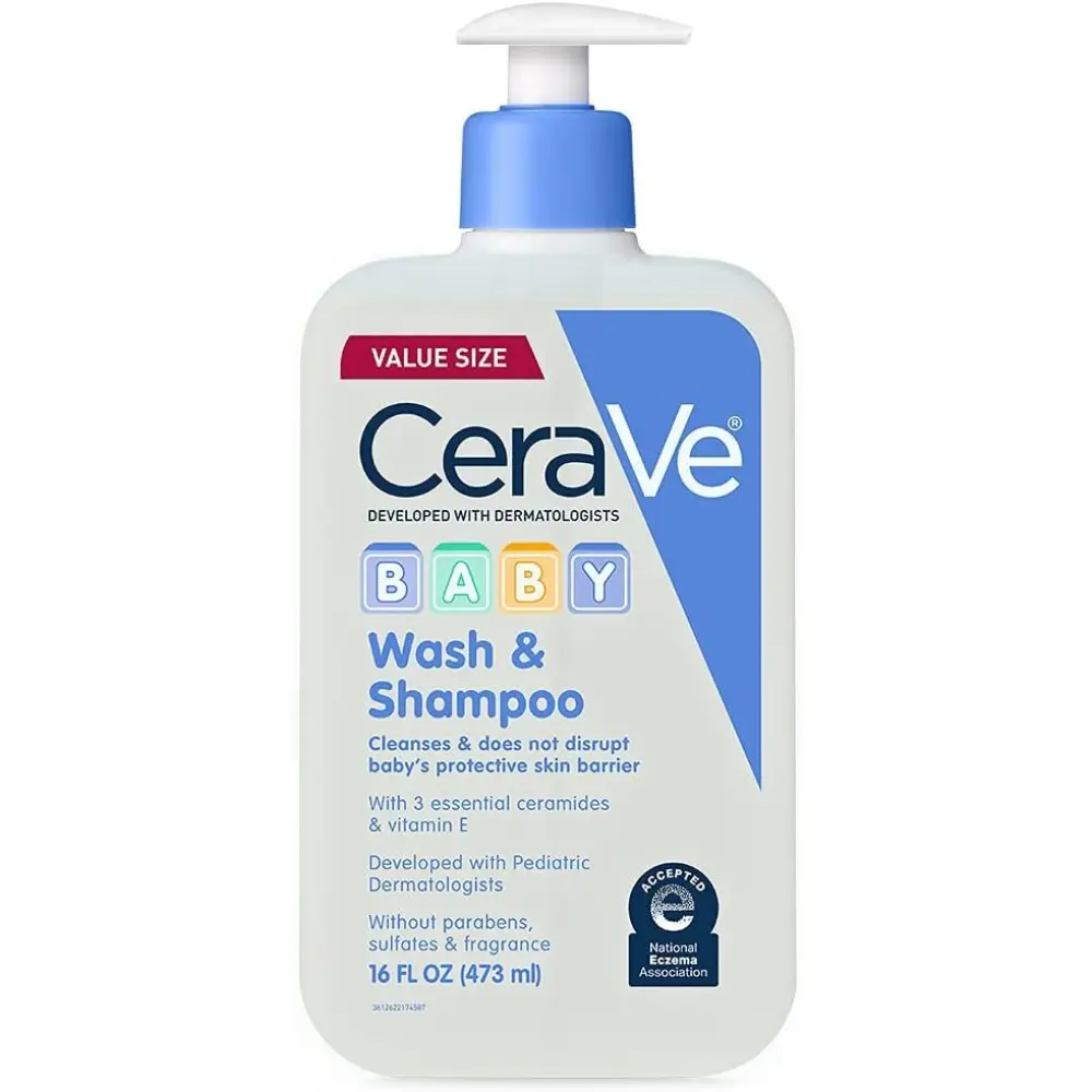 Cerave Baby Wash & Shampoo 437ml – Tear-free Gentle Cleanser With Ceramides & Hyaluronic Acid