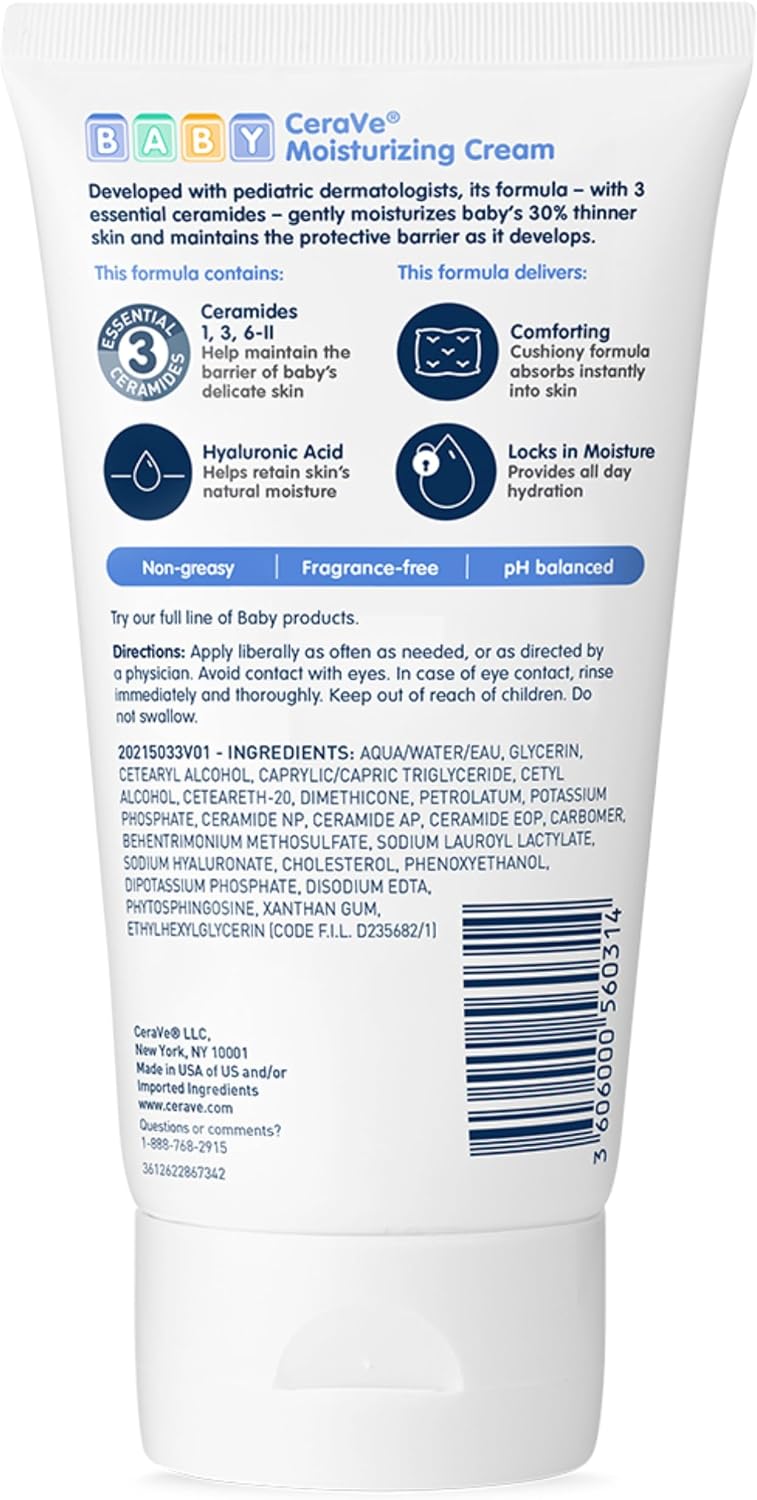 Cerave Baby Moisturizing Cream 226g – 24-hour Hydration With Ceramides & Hyaluronic Acid