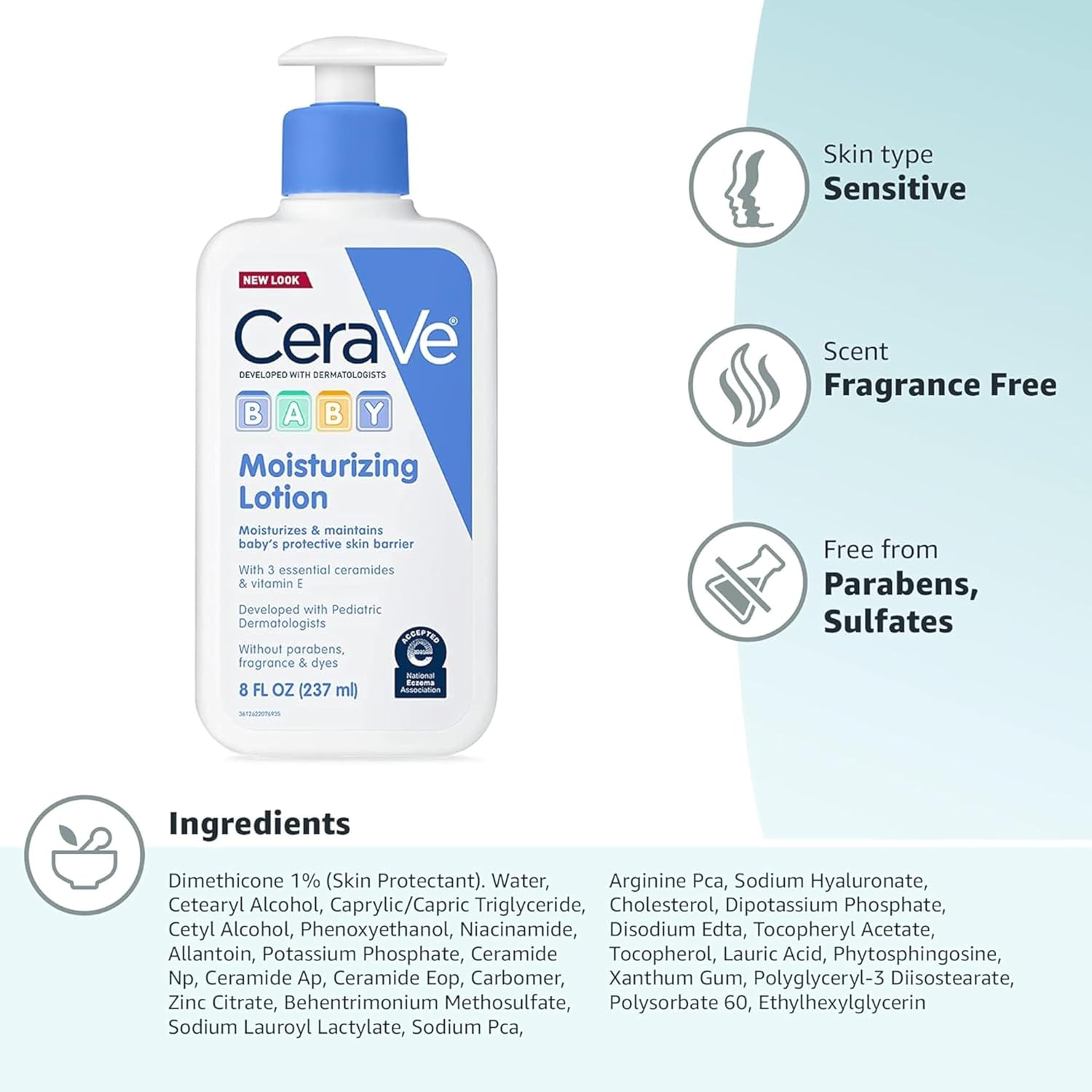 Cerave Baby Moisturizing Lotion 473ml – Lightweight Hydration With Ceramides, Niacinamide & Vitamin E