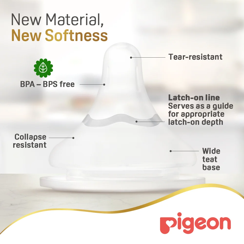Pigeon Softouch Wide Neck Nipples Medium Flow 2pcs