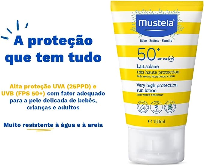 Mustela Very High Protection Sun Lotion SPF50+ 100ml for Babies, Children & Sensitive Skin