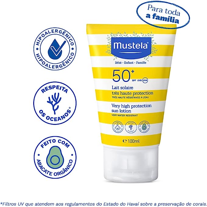 Mustela Very High Protection Sun Lotion SPF50+ 100ml for Babies, Children & Sensitive Skin