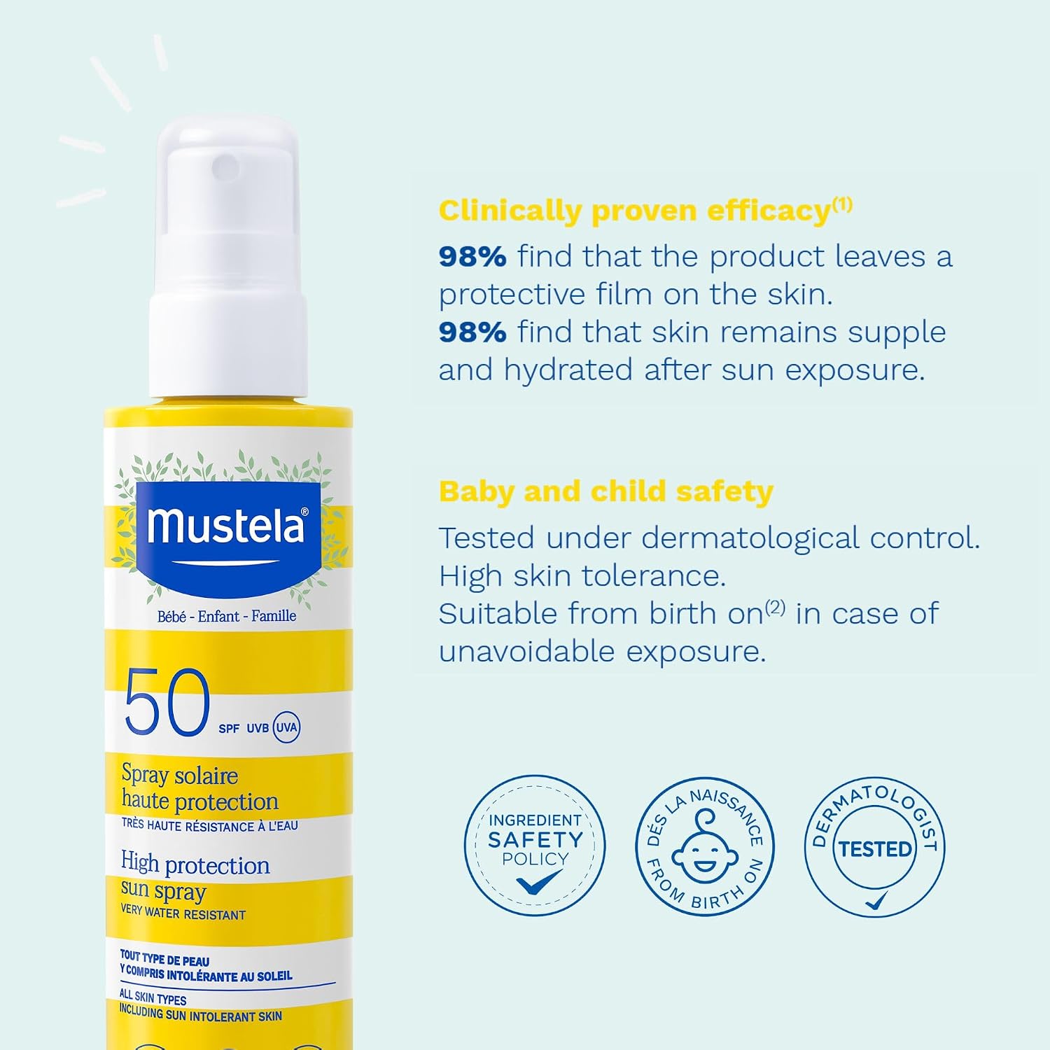 Mustela Very High Protection Sun Spray Spf50+ 200ml For Babies, Children & Sensitive Skin