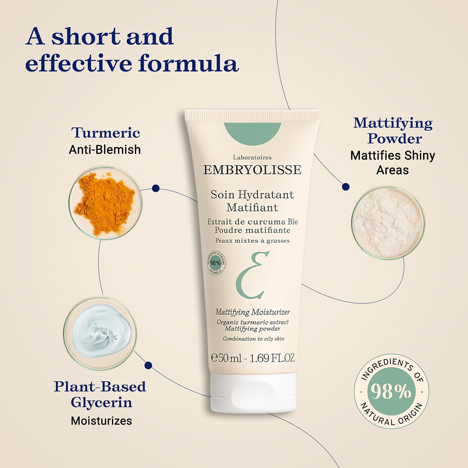 Embryolisse Mattifying Moisturizer 50ml For Combination To Oily Skin With Shine Control & Hydration