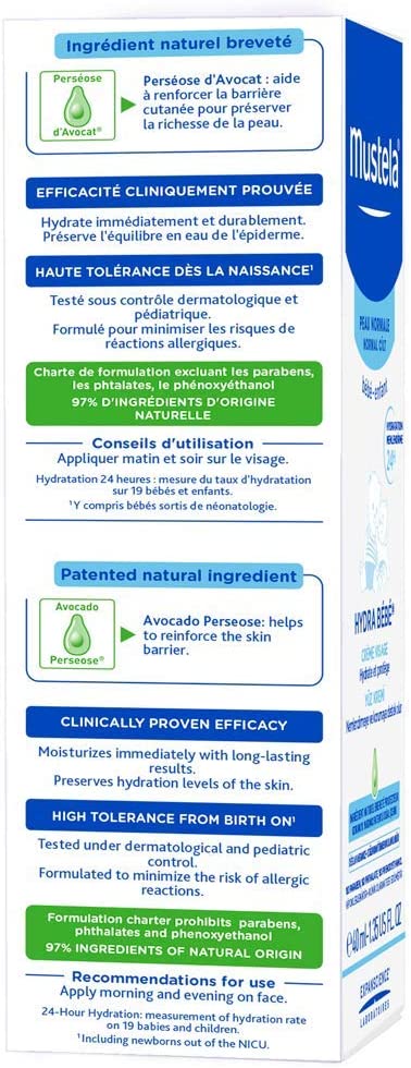 Mustela Hydra B&eacute;b&eacute; Facial Cream- 40ml