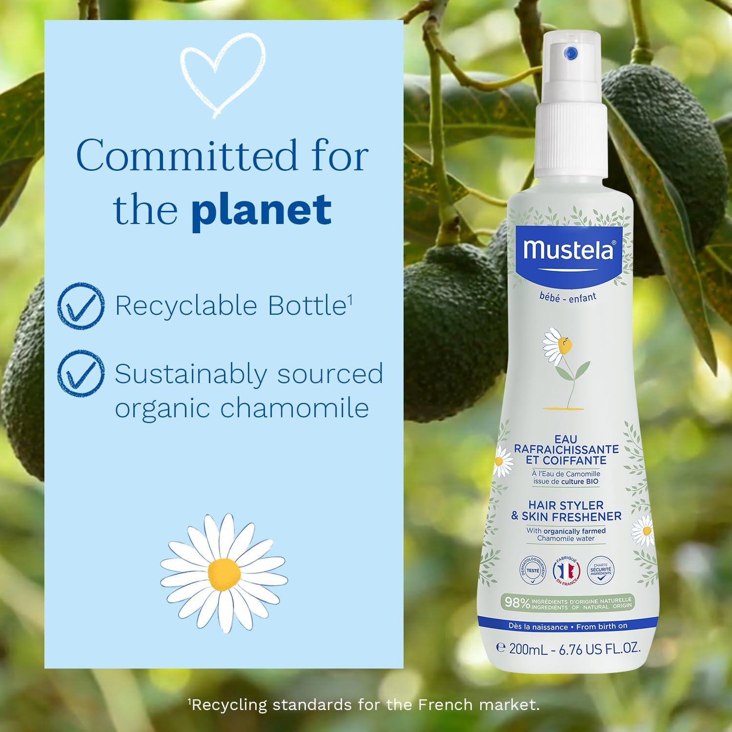 Mustela Skin Freshener 200ml For Baby & Child Hair And Body, Gentle Refreshing & Moisturizing Daily Care