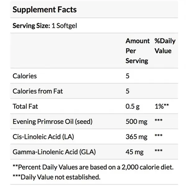 Natures Beauty Evening Primrose Oil Capsules, 500mg