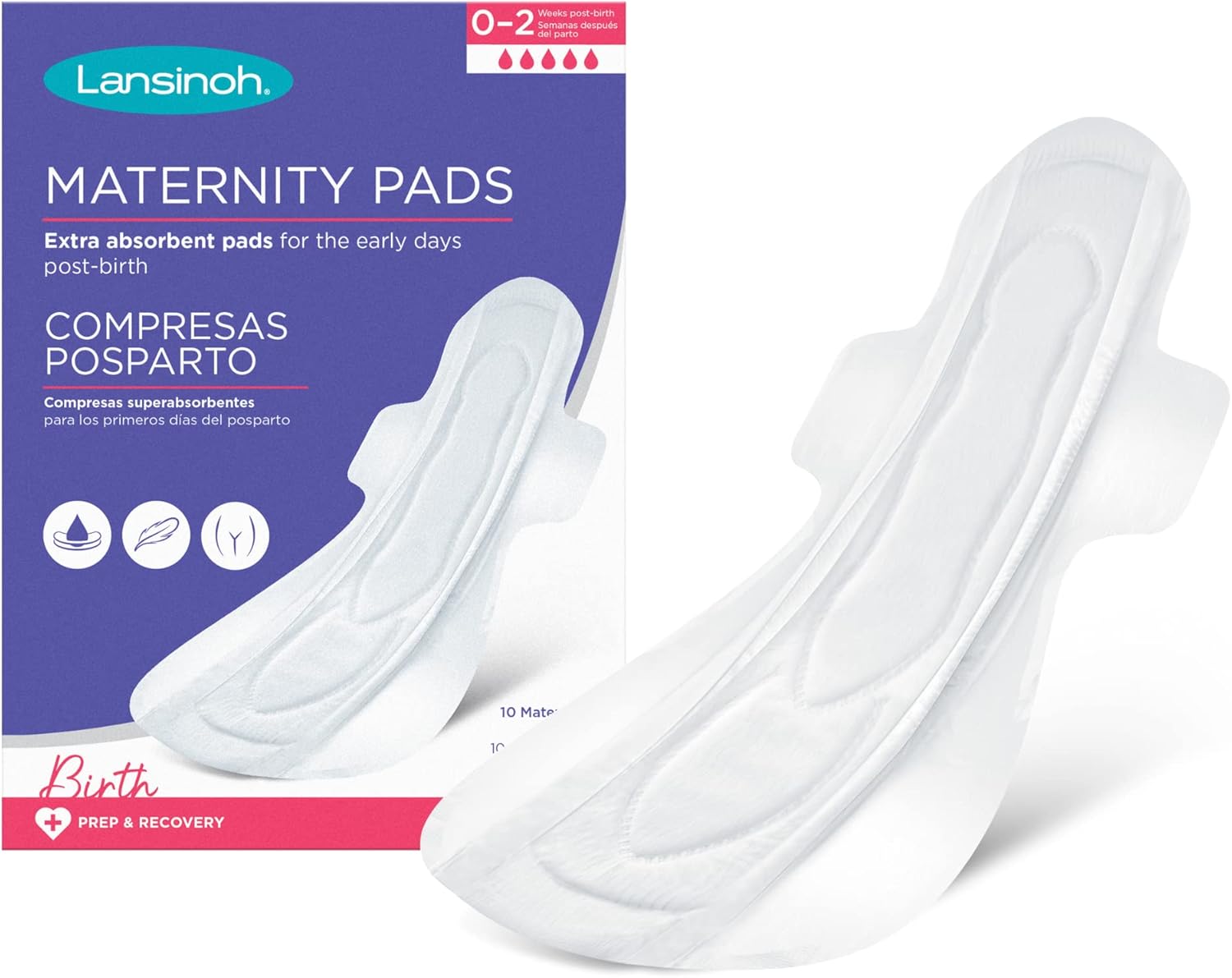 Lansinoh Maternity Pads 0-2 Weeks For Postpartum Absorbency & Comfort 10 Pcs