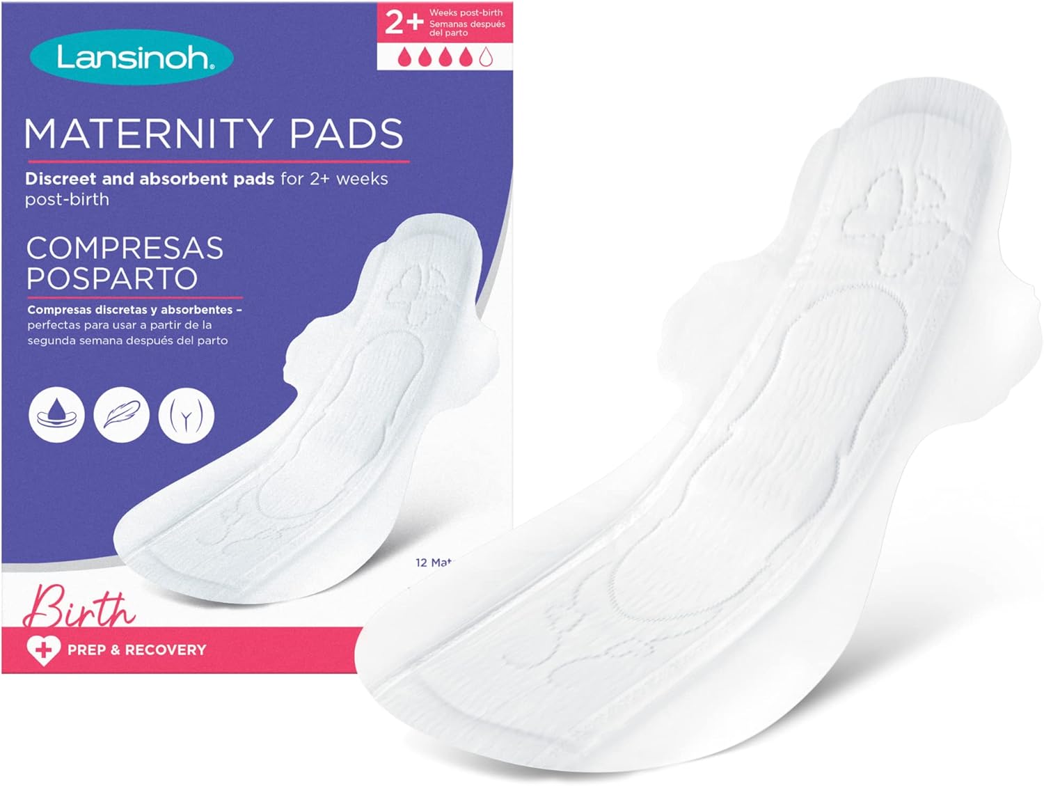 Lansinoh Maternity Pads 2+ Weeks For Postpartum Absorbency & Comfort 12 Pcs