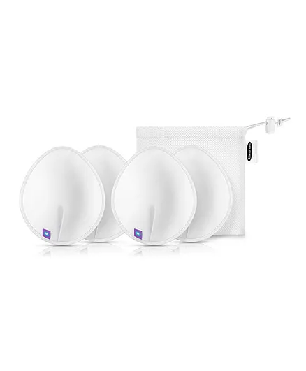 Lansinoh Washable Nursing Pads 4 Pieces – Reusable 3-layer Leak Protection For Breastfeeding Mothers