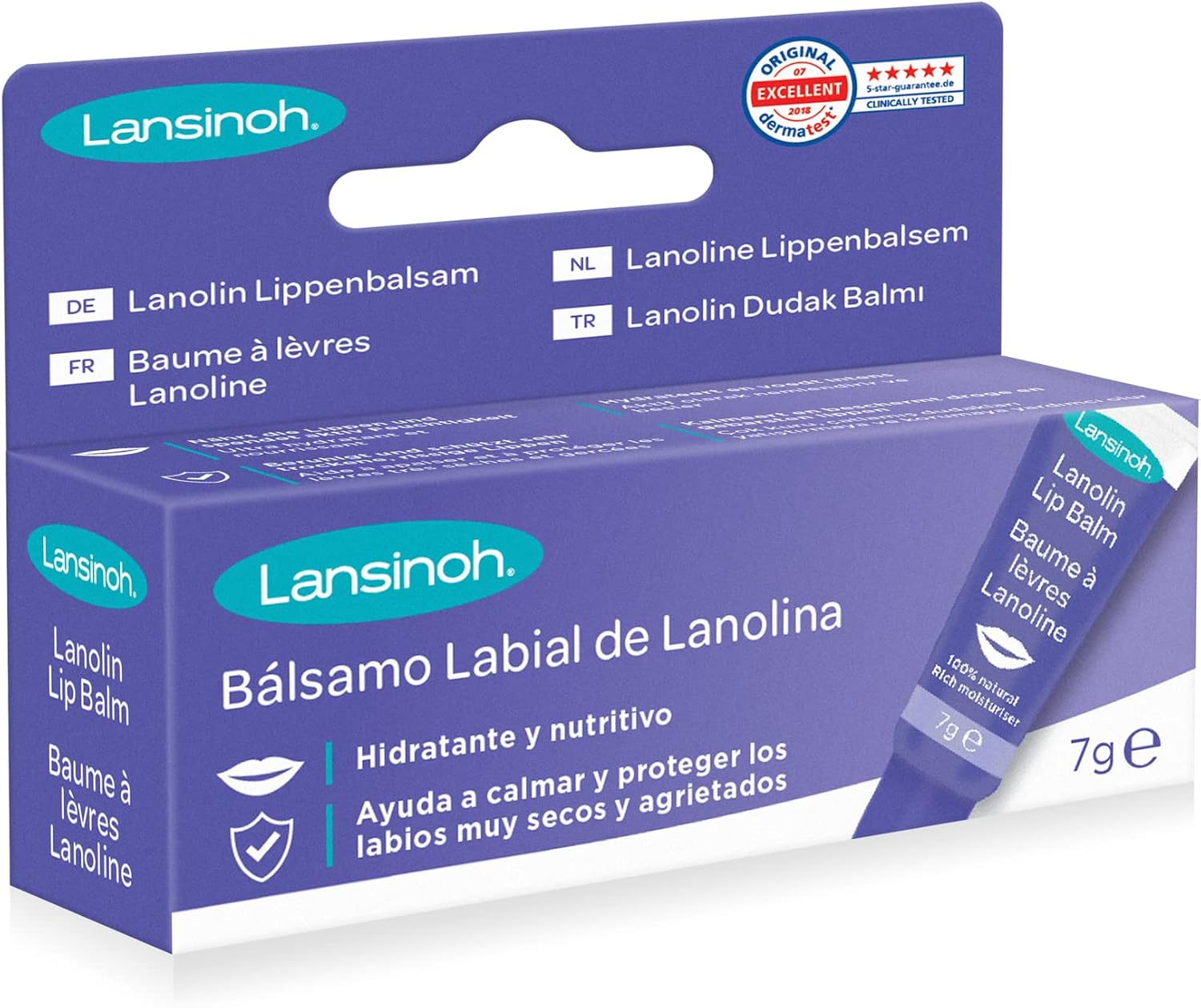 Lansinoh Hpa Lanolin Lip Balm 7g – 100% Natural Moisturising Balm For Dry & Chapped Lips