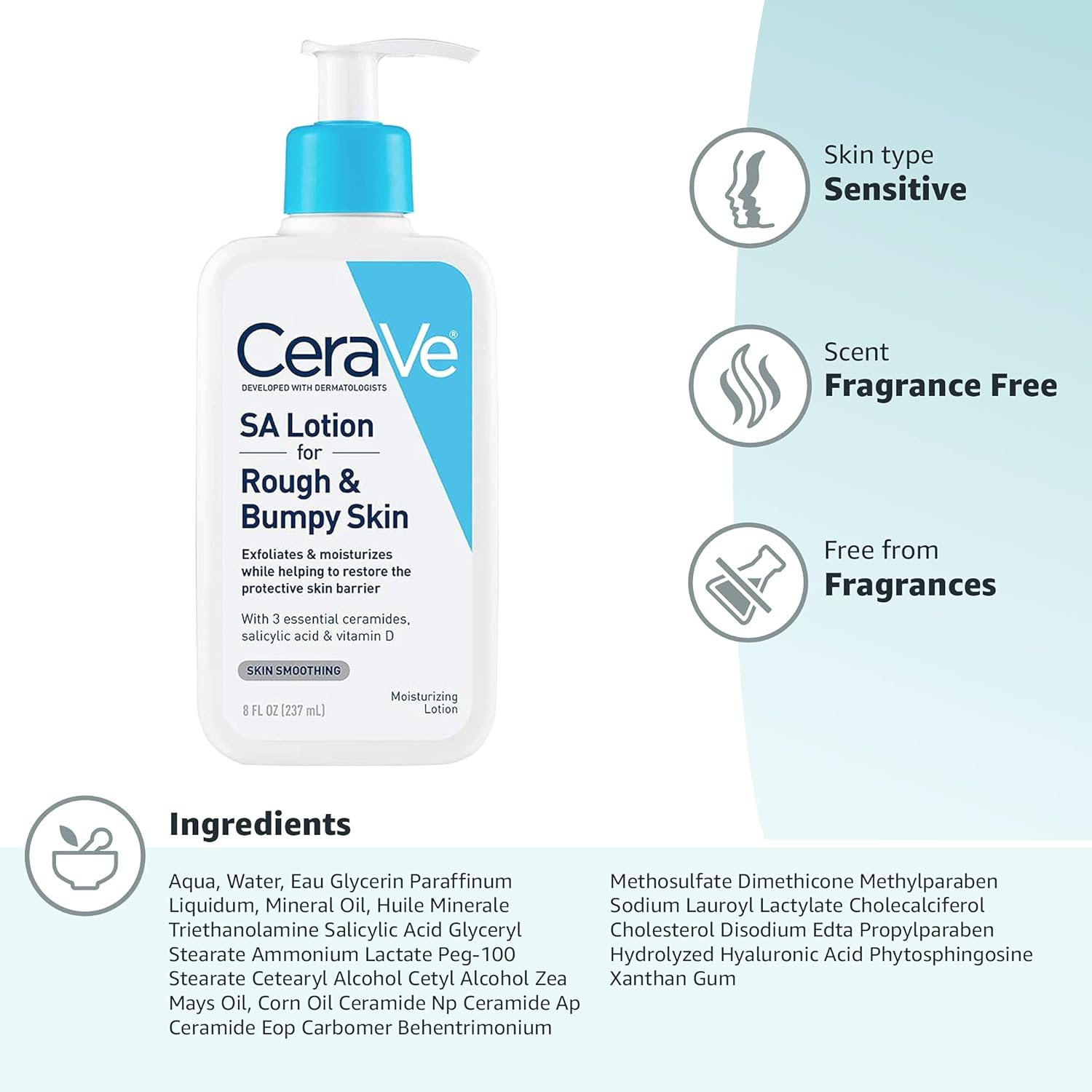 Cerave Sa Lotion For Rough & Bumpy Skin 237ml With Salicylic Acid For Smoother, Softer Skin