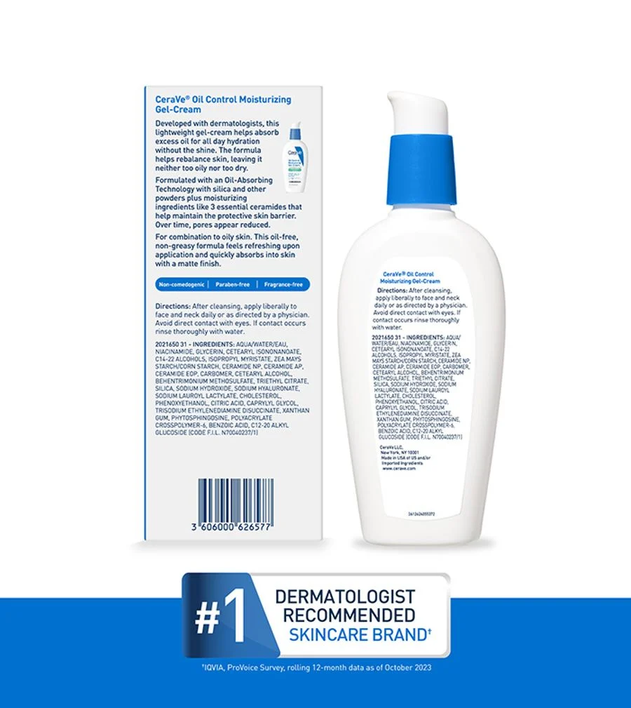 Cerave Oil Control Moisturizing Gel-cream 89ml For Oily & Acne-prone Skin With Oil Control & 24-hour Hydration