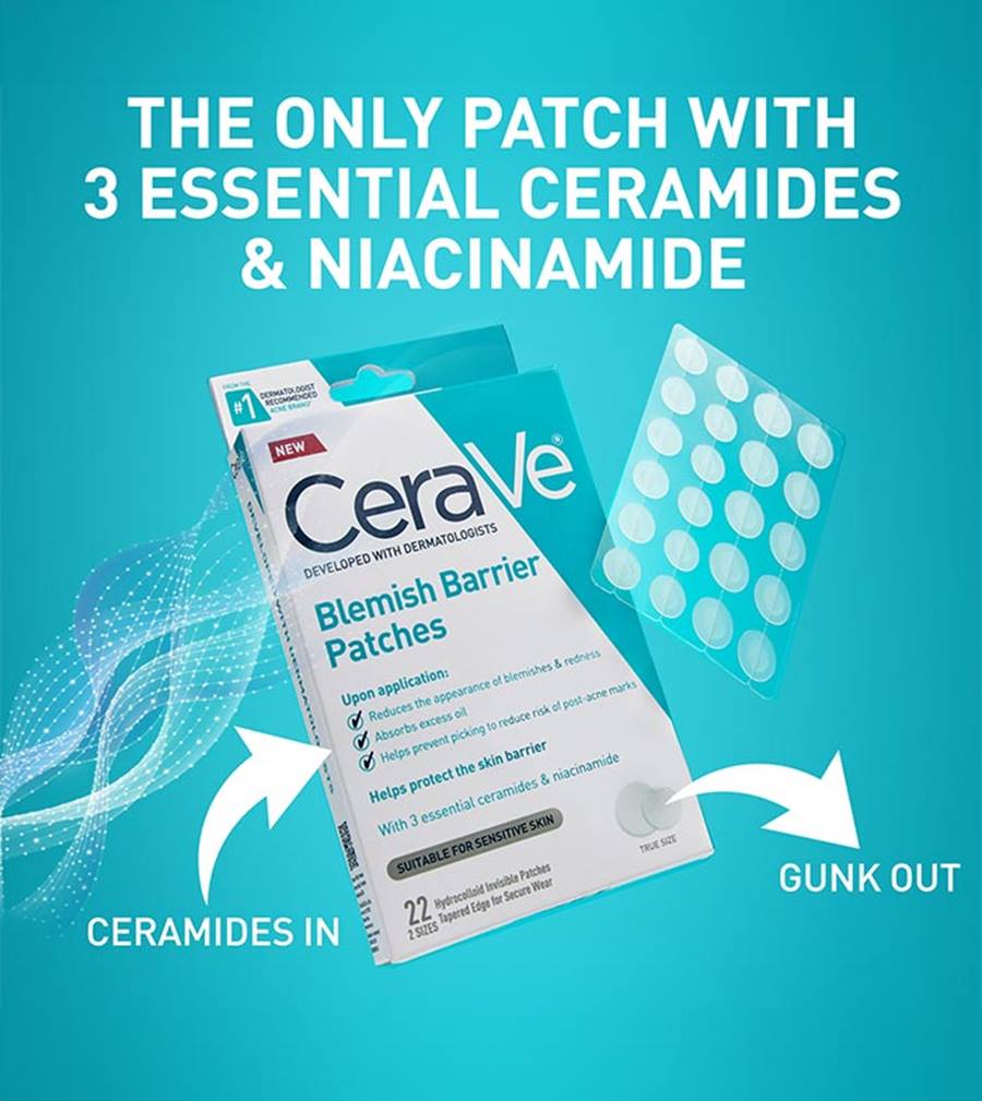 Cerave Blemish Barrier Patches 22's For Acne Pimples, Spot Protection & Faster Healing
