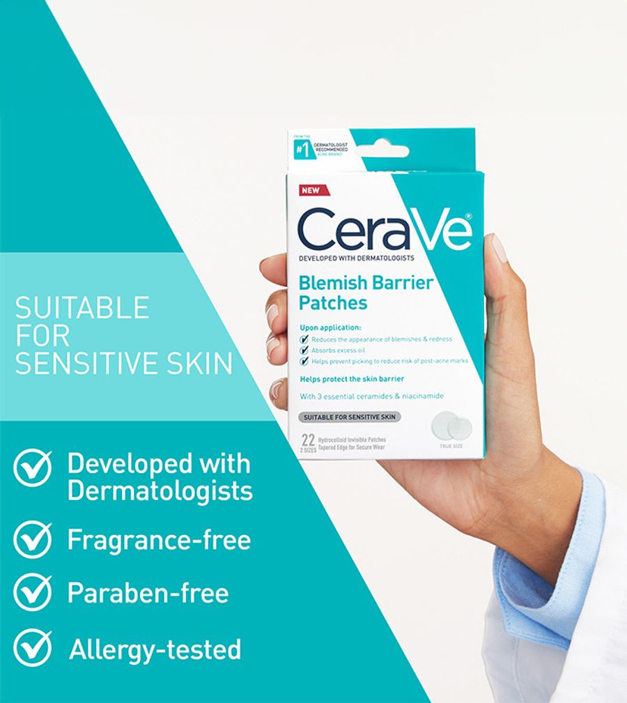 Cerave Blemish Barrier Patches 22's For Acne Pimples, Spot Protection & Faster Healing