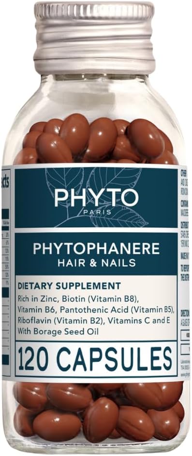 Phyto Phytophanere Hair & Nail Strengthening Capsules 120's with Biotin, Zinc & Vitamins for Hair Growth, Strength, Volume & Stronger Nails