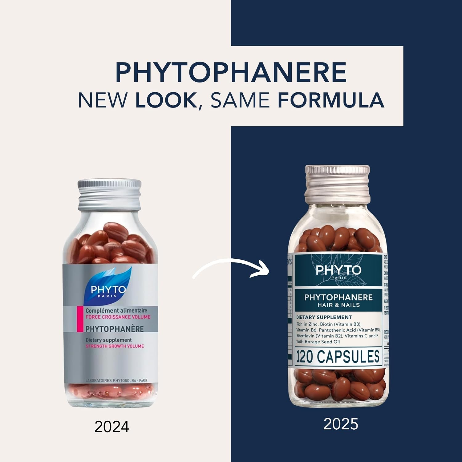 Phyto Phytophanere Hair & Nail Strengthening Capsules 120's with Biotin, Zinc & Vitamins for Hair Growth, Strength, Volume & Stronger Nails