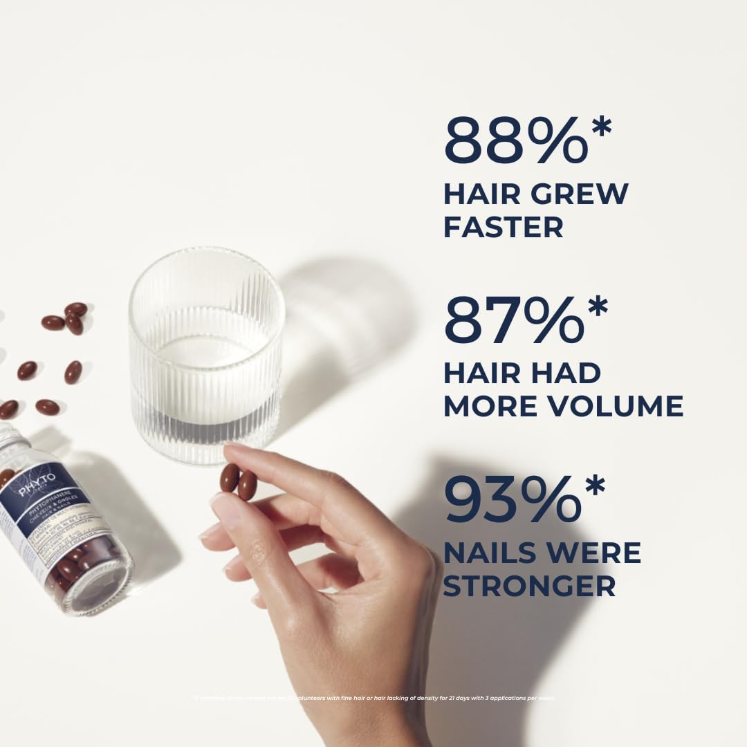 Phyto Phytophanere Hair & Nail Strengthening Capsules 120's with Biotin, Zinc & Vitamins for Hair Growth, Strength, Volume & Stronger Nails