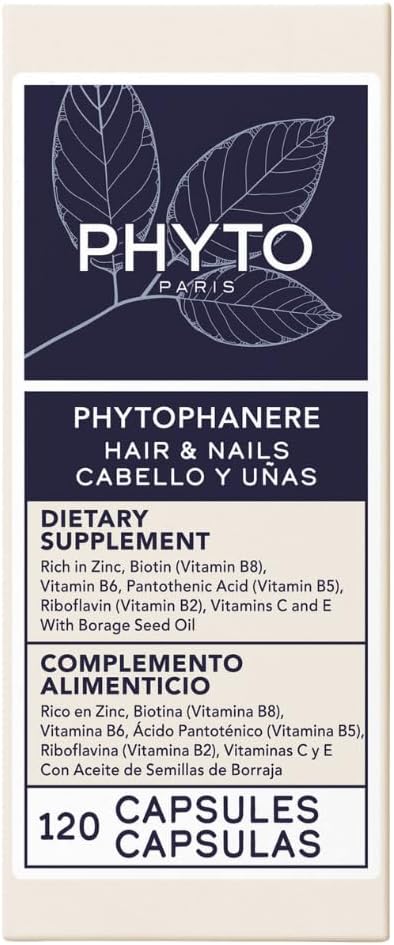 Phyto Phytophanere Hair & Nail Strengthening Capsules 120's with Biotin, Zinc & Vitamins for Hair Growth, Strength, Volume & Stronger Nails