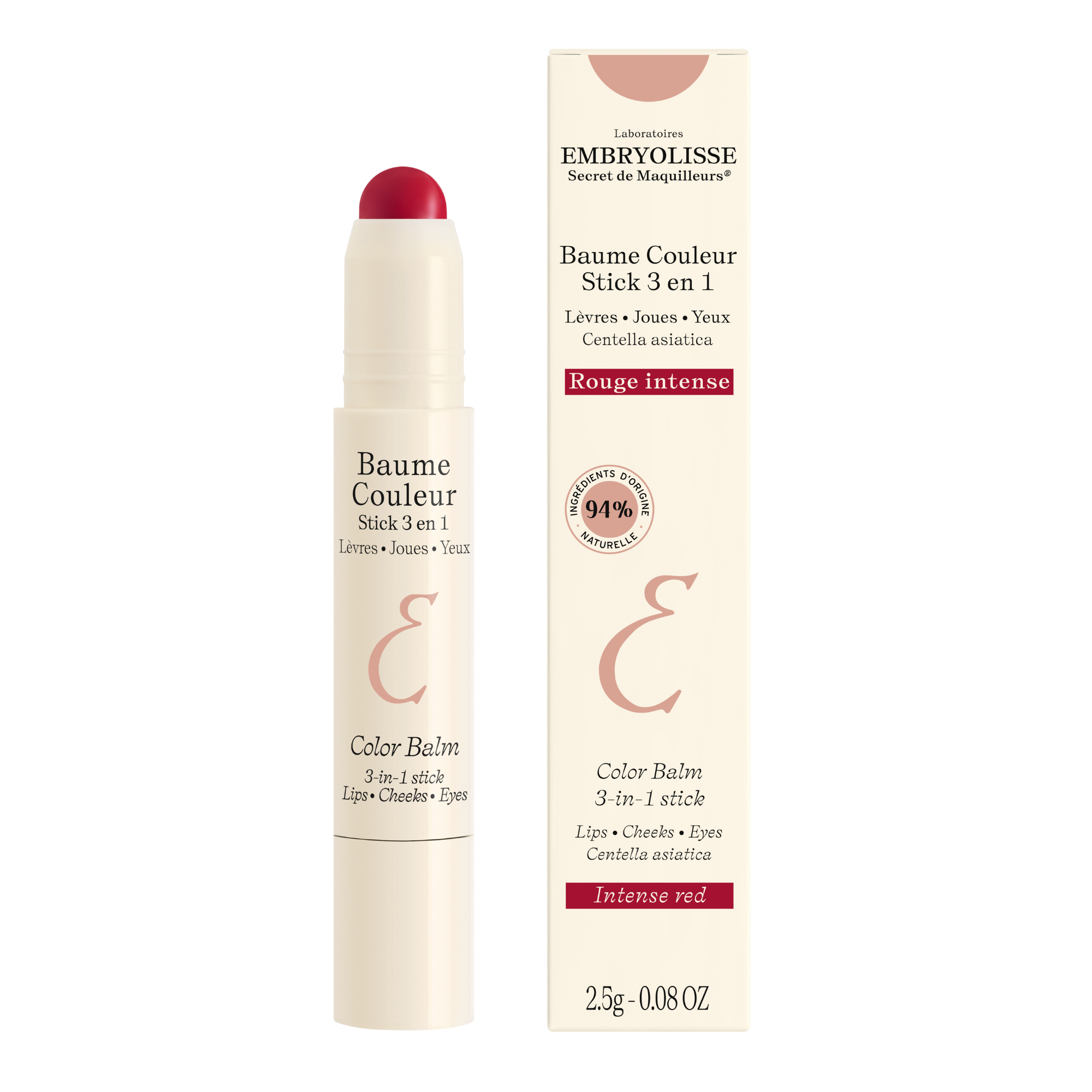 Embryolisse Color Balm 3-in-1 Stick Intense Red 2.5g – Multi-use Colour For Lips & Cheeks
