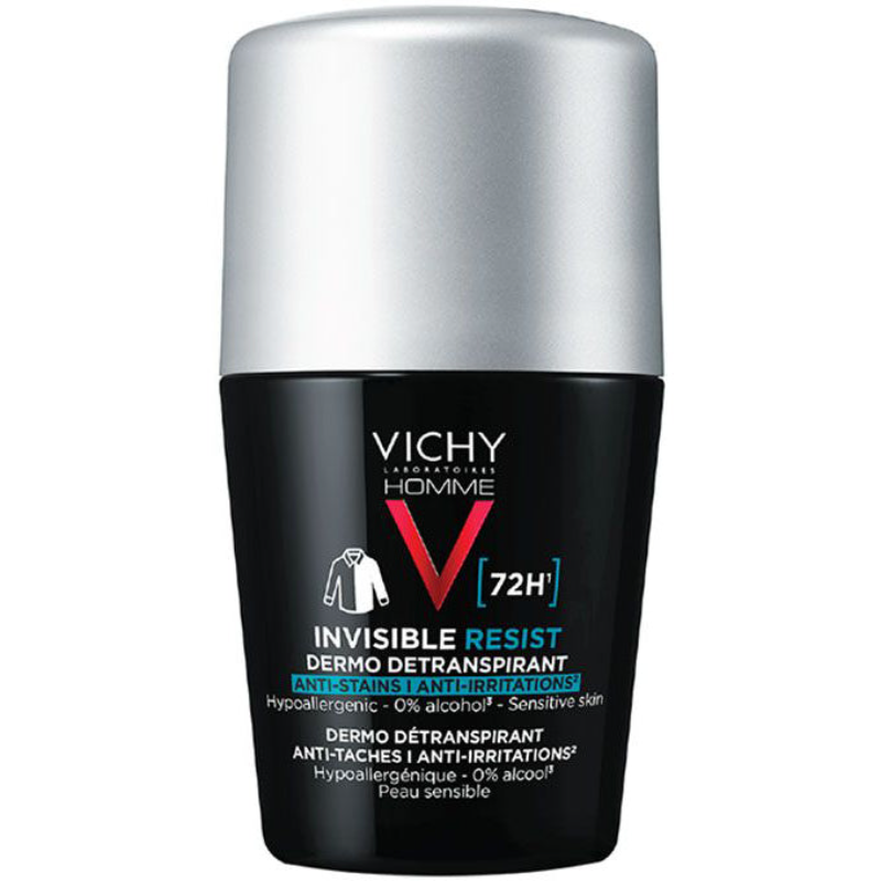 Vichy Homme Invisible Resist 72h Deodorant Roll-on (silver Cap)