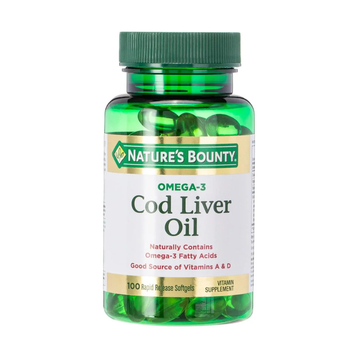 Nature's Bounty Norwegian Cod Liver Oil Softgels For Heart, Brain & Immune Support