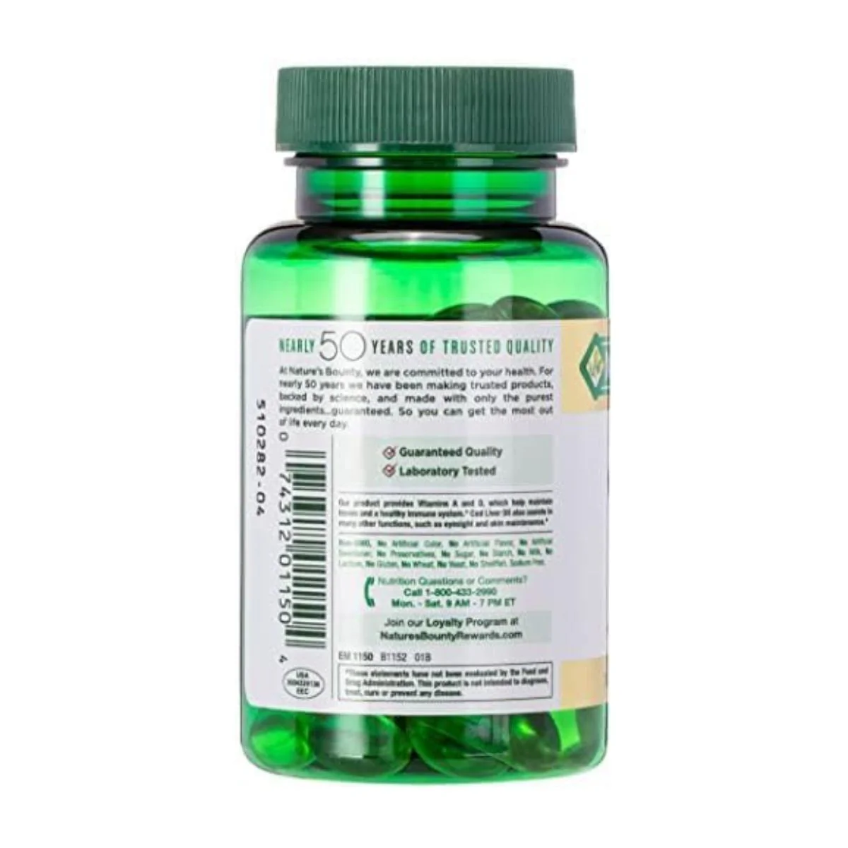 Nature's Bounty Norwegian Cod Liver Oil Softgels For Heart, Brain & Immune Support