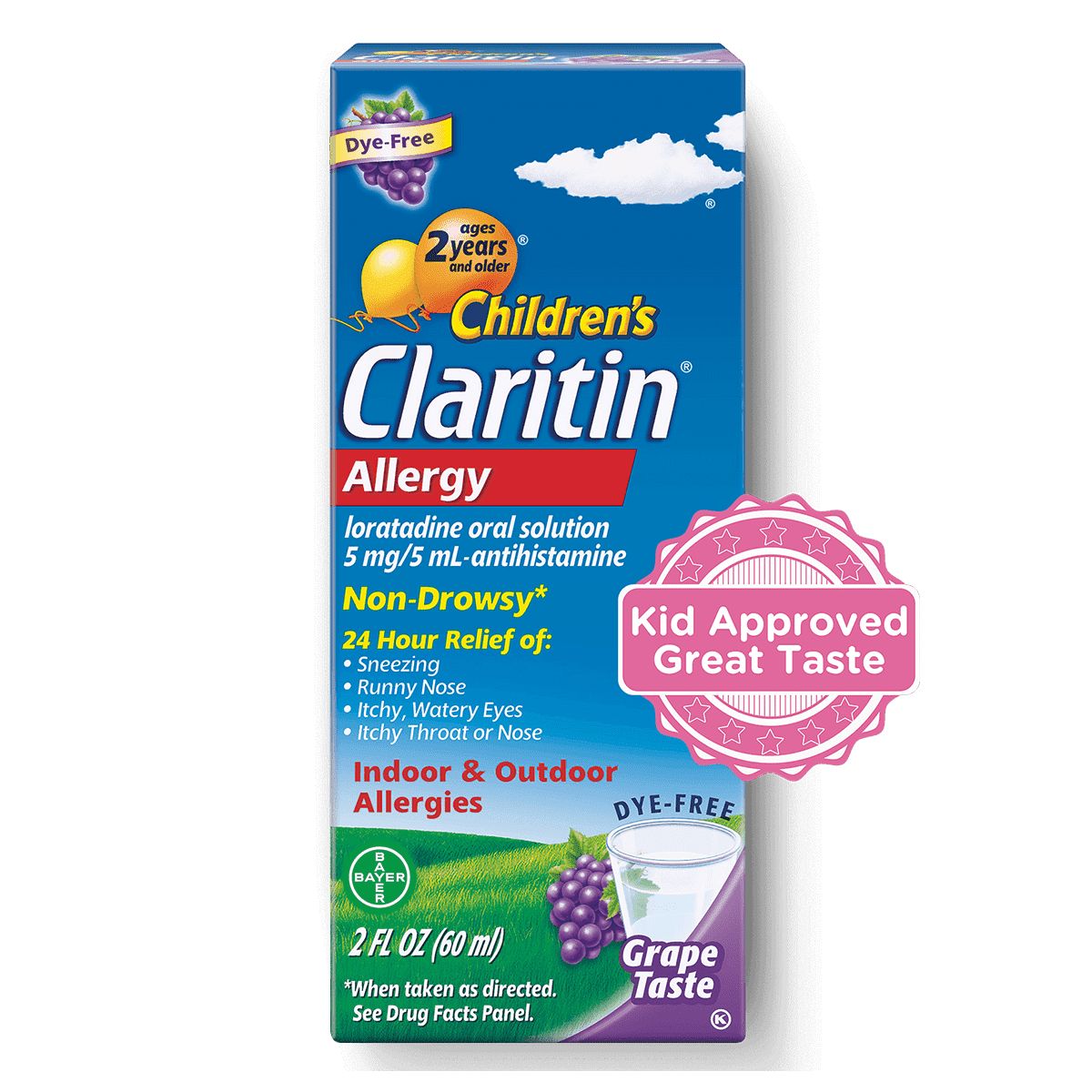 Claritine Children's Grape Syrup 120ml For Allergy Relief & Hay Fever Symptoms