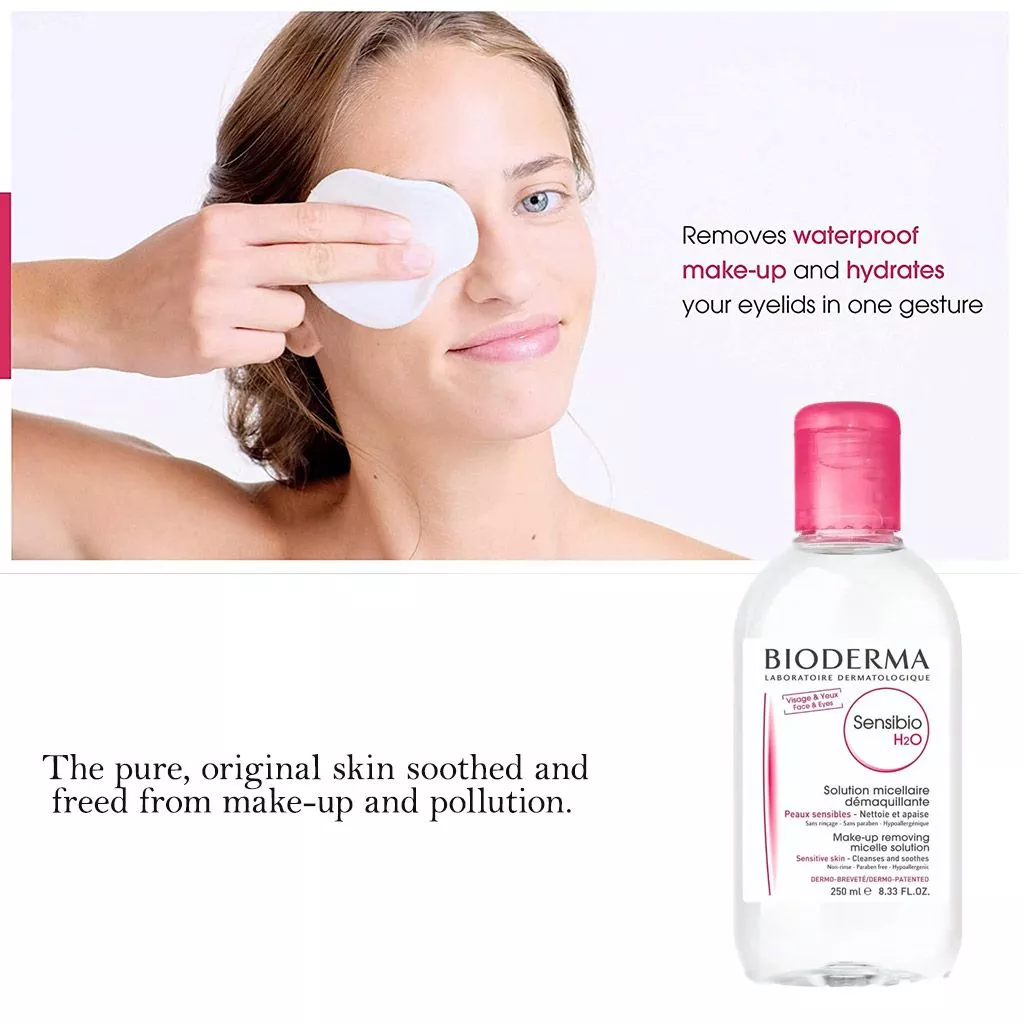Bioderma Sensibio H2o Micellar Water 250ml For Sensitive Skin, Gentle Face & Eye Makeup Removal And Soothing Daily Cleansing