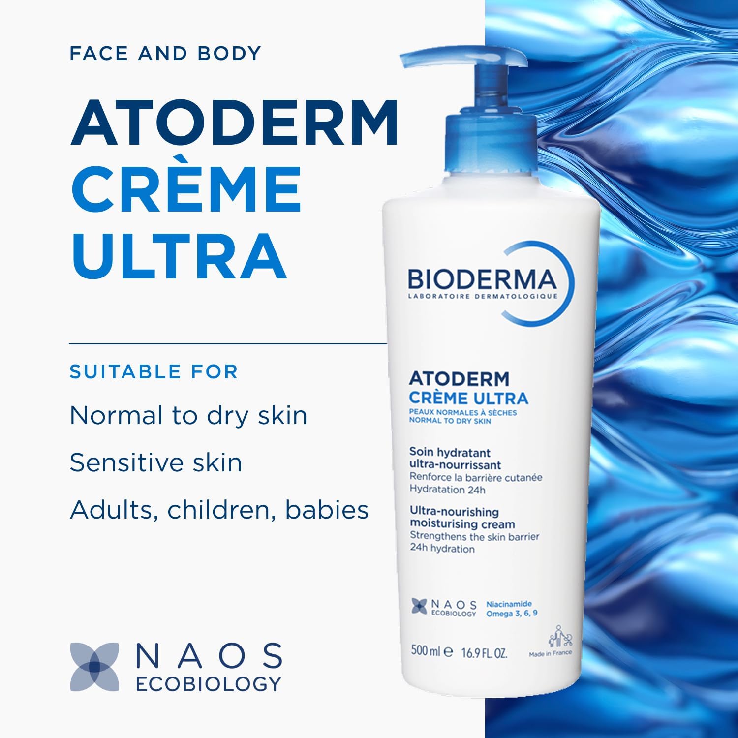 Bioderma Atoderm Crème Ultra 500ml For Normal To Dry Sensitive Skin With Long-lasting Hydration