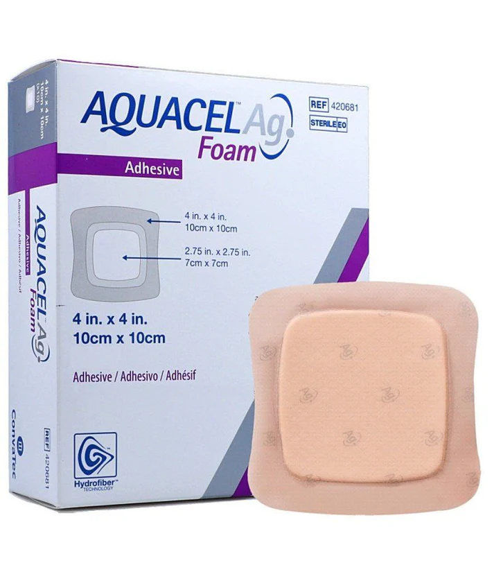 Aquacel Ag Antimicrobial Dressing Adhesive, 10x10cm