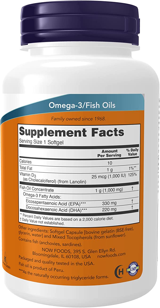Now Foods Tri-3D Omega 1000Mg 330-220 Softgels 90`S