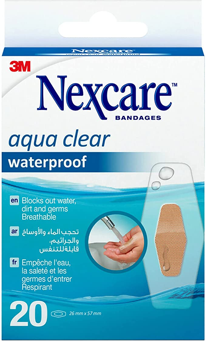 3M Nexcare Aqua Clear Waterproof Bandage 26Mm X 57 Mm 20-Pack (Mgl-111-0)