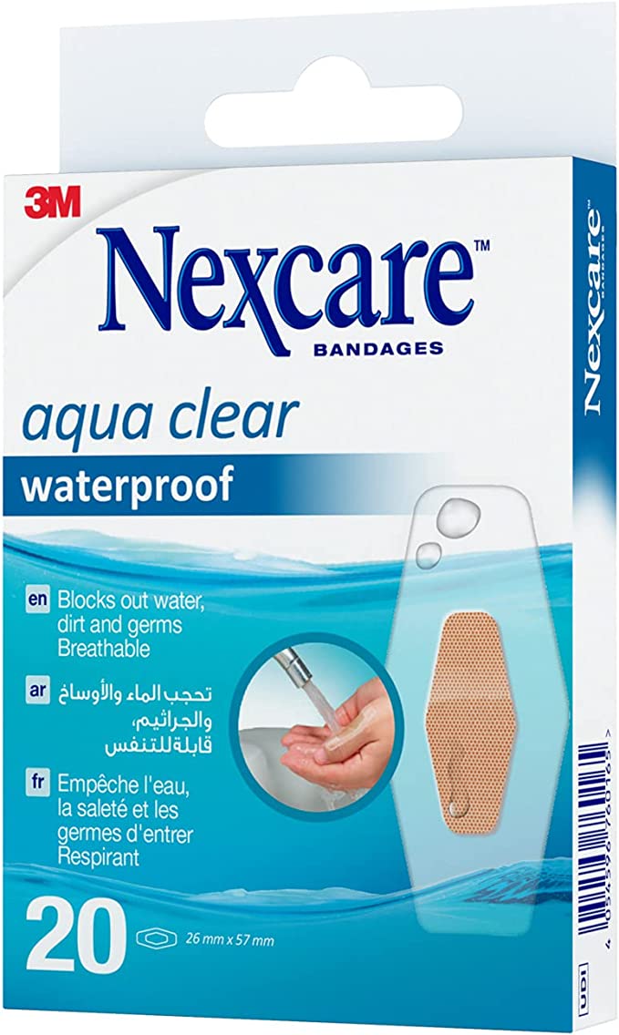 3M Nexcare Aqua Clear Waterproof Bandage 26Mm X 57 Mm 20-Pack (Mgl-111-0)
