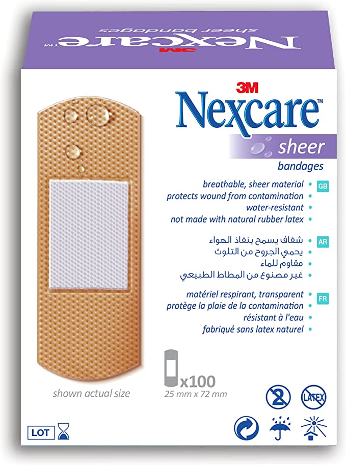 3M Nexcare Plastic Sheer Bandages 72Mm X 25Mm 10-Pack (Mgl-105-0)