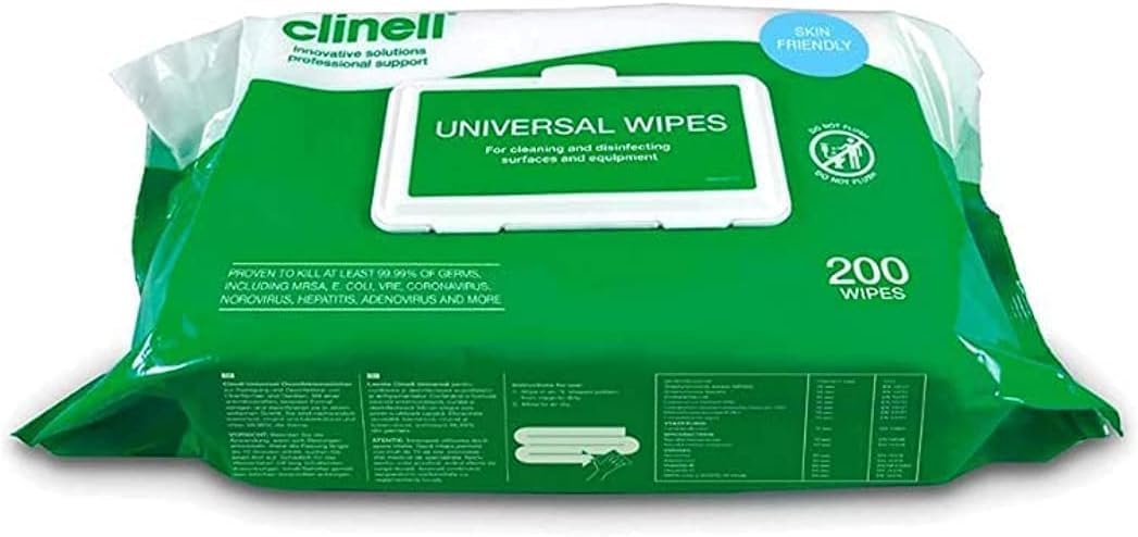 Clinell Universal Sanitising Wipes Pack Of 200 For Surface & Medical Equipment Disinfection