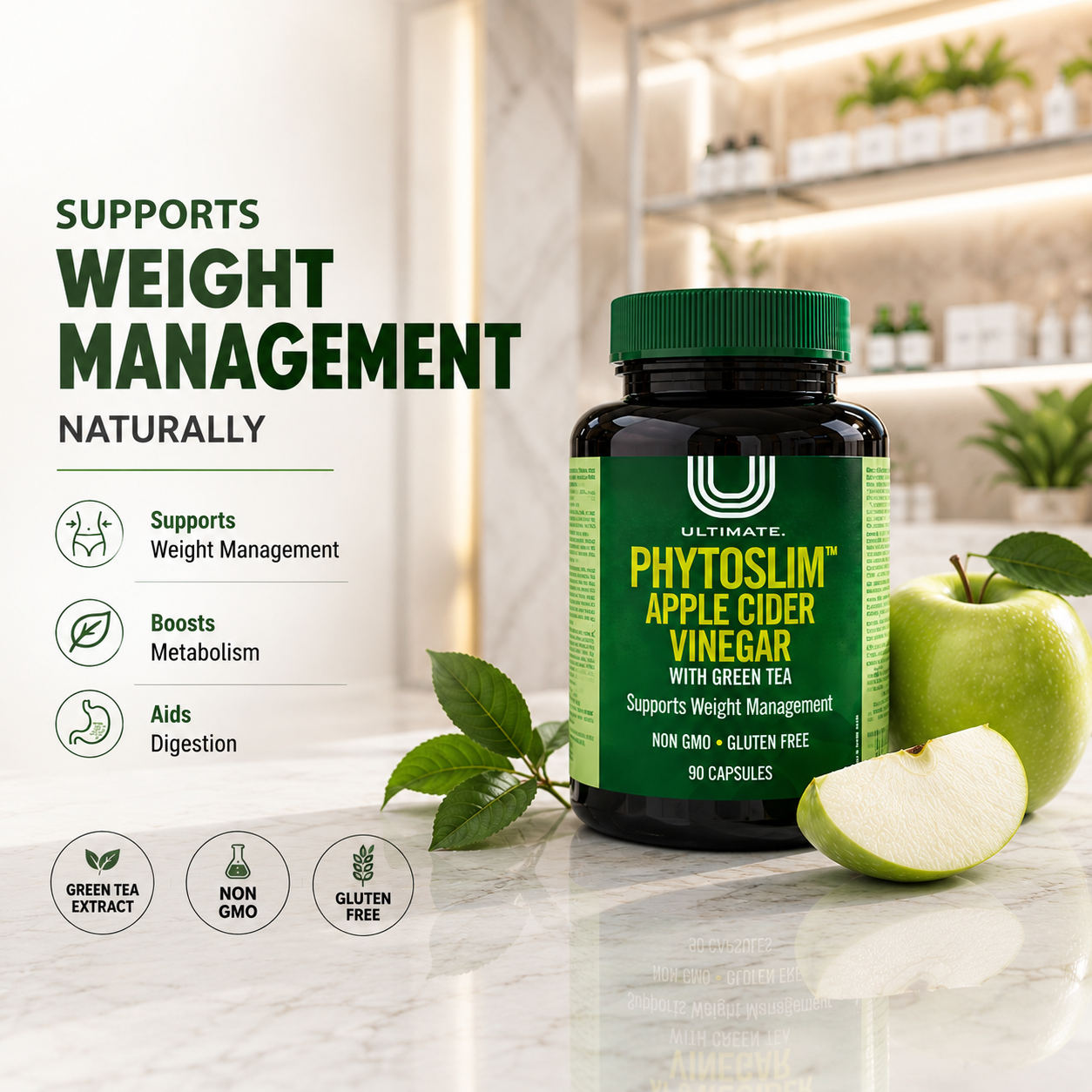 Ultimate Phytoslim Apple Cider Vinegar with Green Tea Capsules 90's