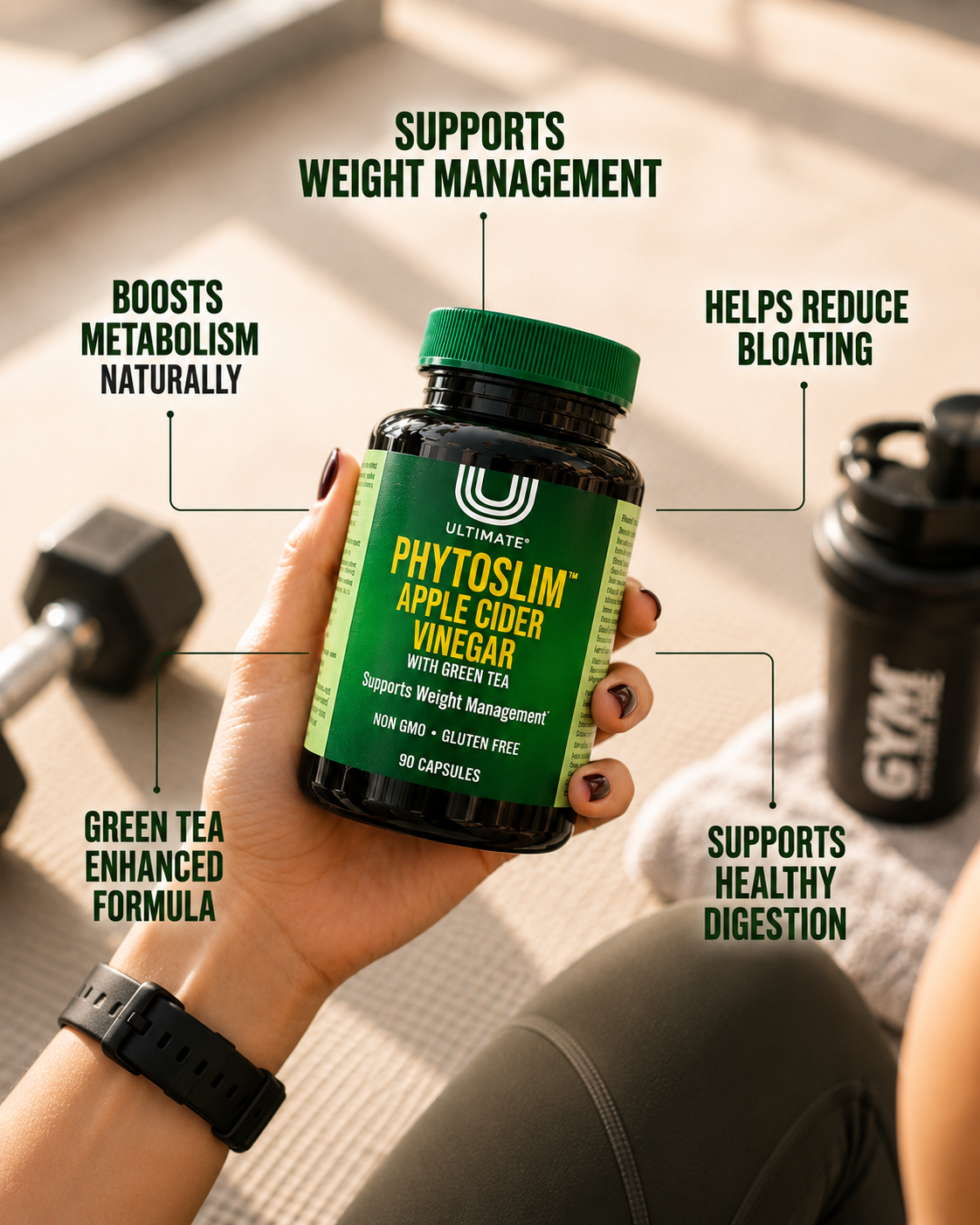 Ultimate Phytoslim Apple Cider Vinegar with Green Tea Capsules 90's