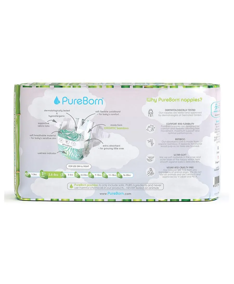 Pureborn Diapers Size 1 Singles (up To 5 Kg) 34 Pcs