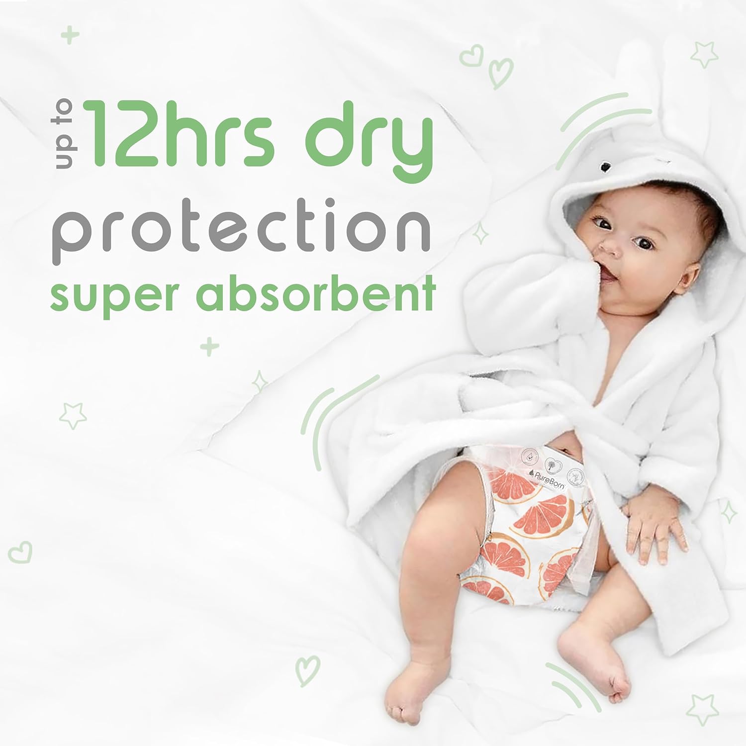 Pureborn Diapers Size 4 Singles (7–12 Kg) 24 Pcs
