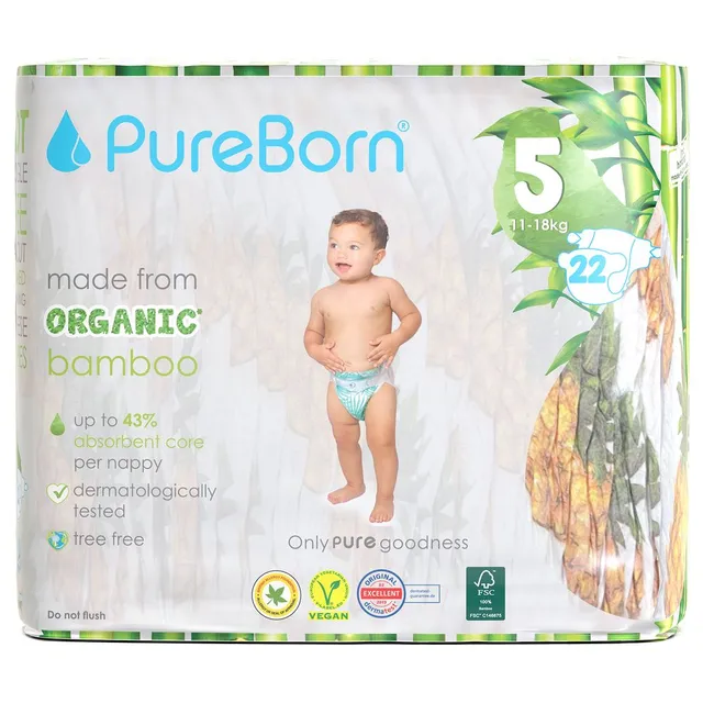 Pureborn Diapers Size 5 Singles (11–18 Kg) 22 Pcs