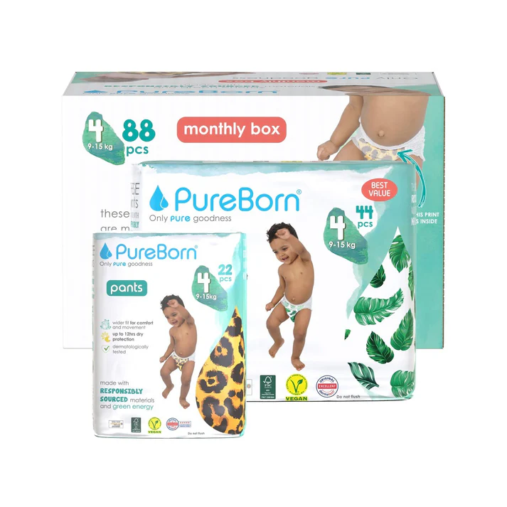 Pureborn Pull-up Pants Size 4 (9–15 Kg) 22 Pcs