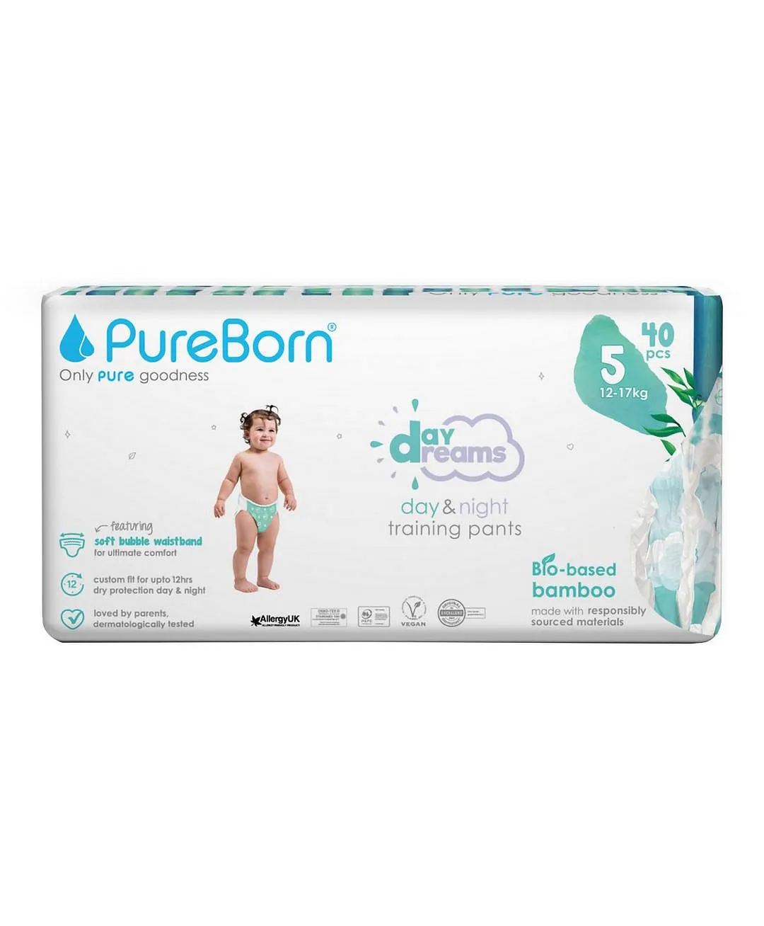 Pureborn Day Dream Pull-up Pants Assorted Size 5 (12–16kg) 40 Pants For Comfortable Leak Protection