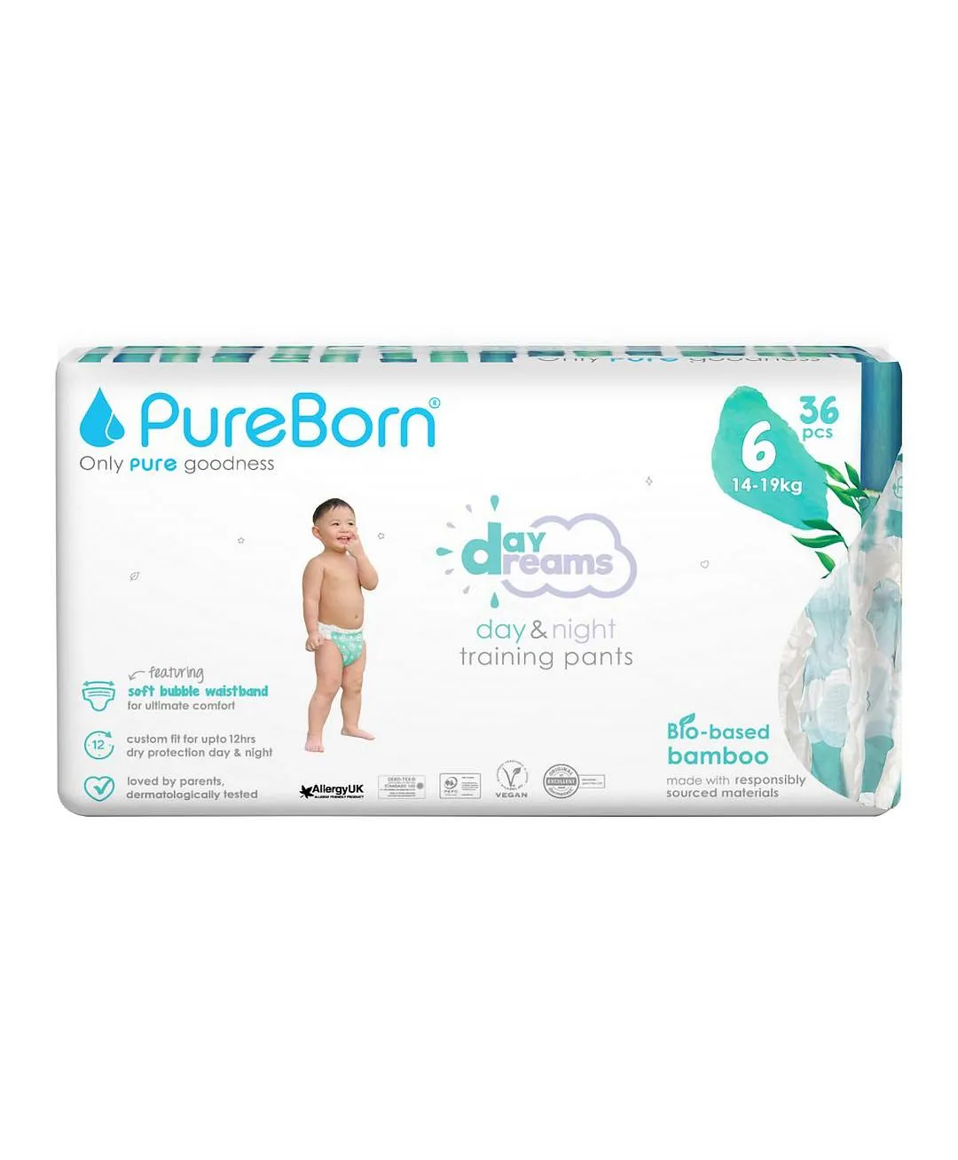 Pureborn Day Dream Pull-up Pants Assorted Size 6 (14–19kg) 36 Pants For Comfortable Leak Protection