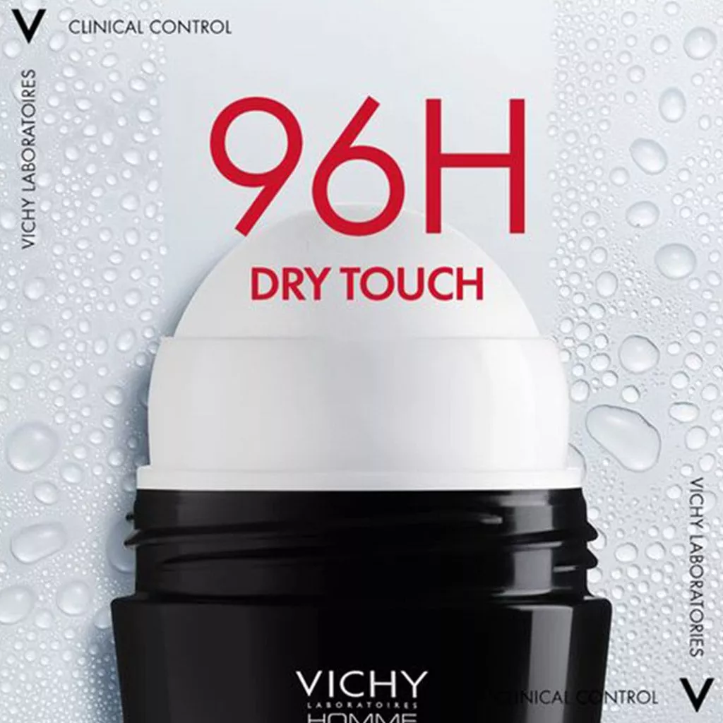 Vichy Deodorant 96 Hours Clinical Control Dry Touch Anti-Odour Roll-On For Men,50 Ml