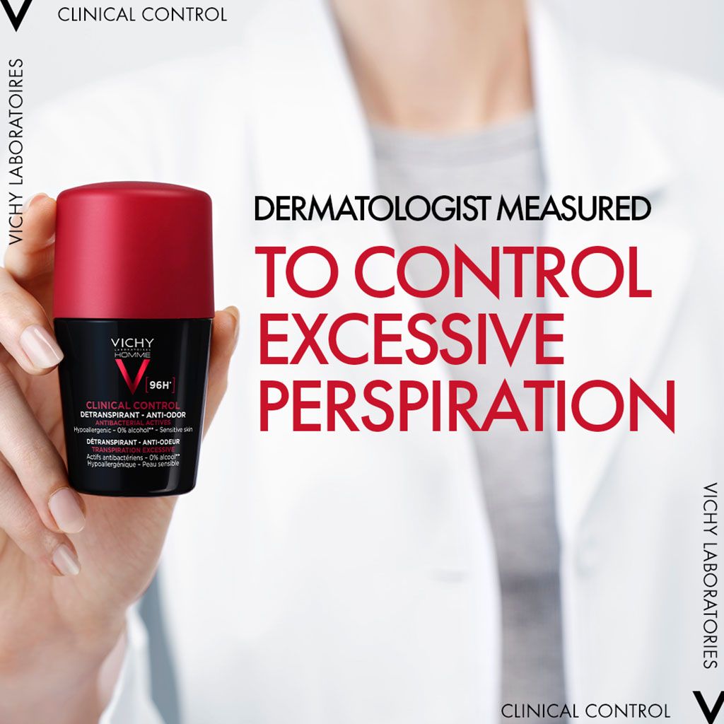Vichy Deodorant 96 Hours Clinical Control Dry Touch Anti-Odour Roll-On For Men,50 Ml