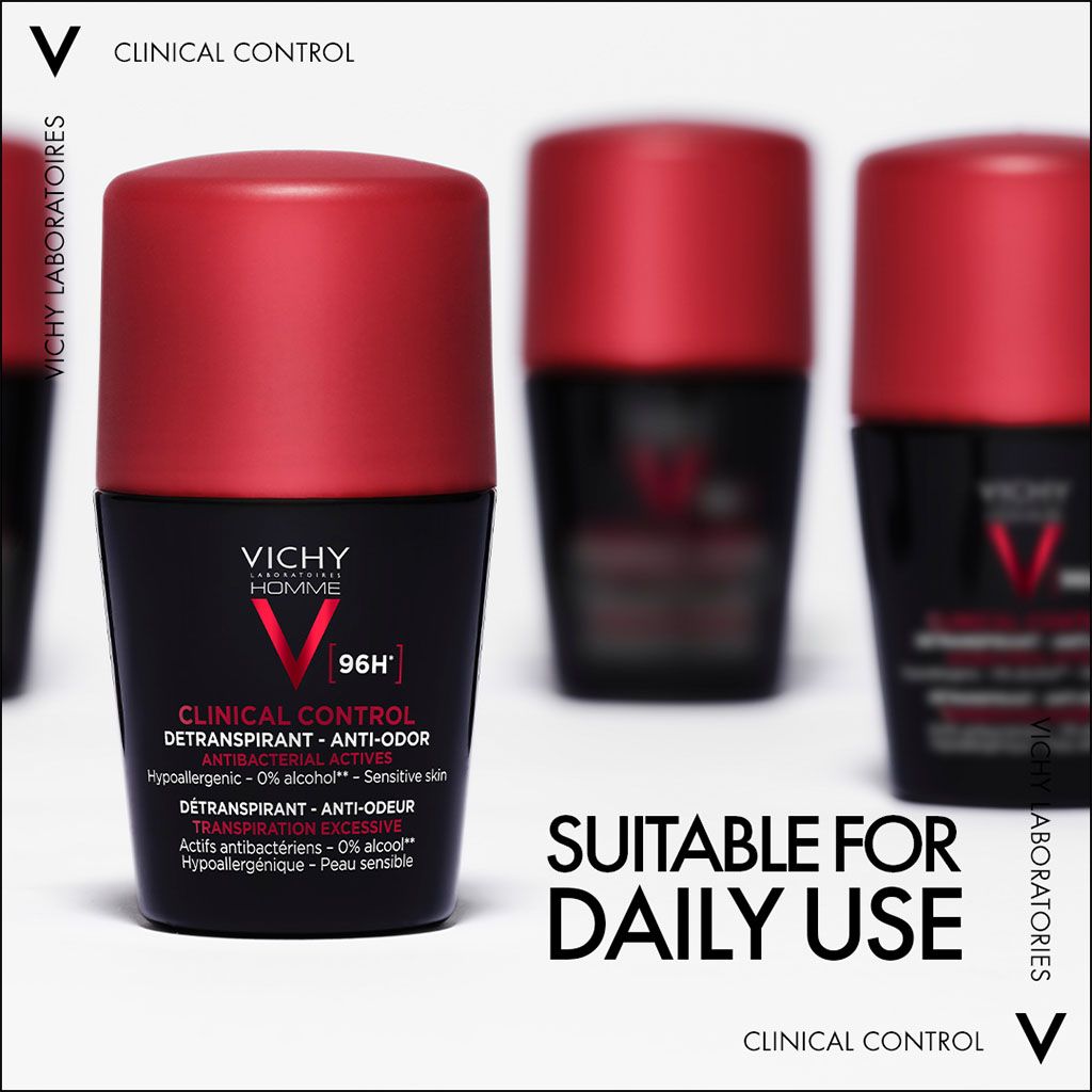 Vichy Deodorant 96 Hours Clinical Control Dry Touch Anti-Odour Roll-On For Men,50 Ml