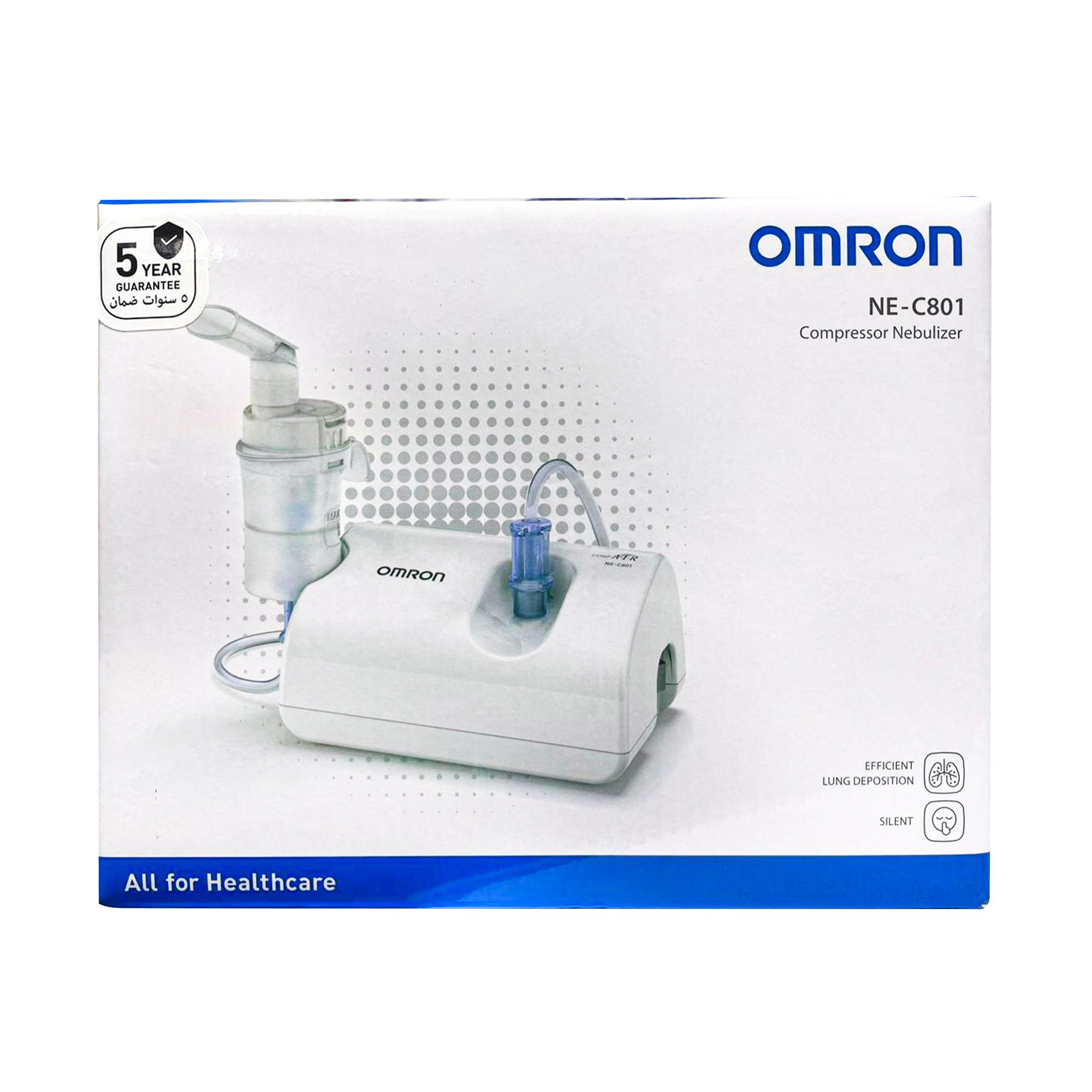 Omron CompAir® NE-C801S Compressor Nebulizer (UK) with V.V.T. Technology, 5-Year Warranty for Adults & Children