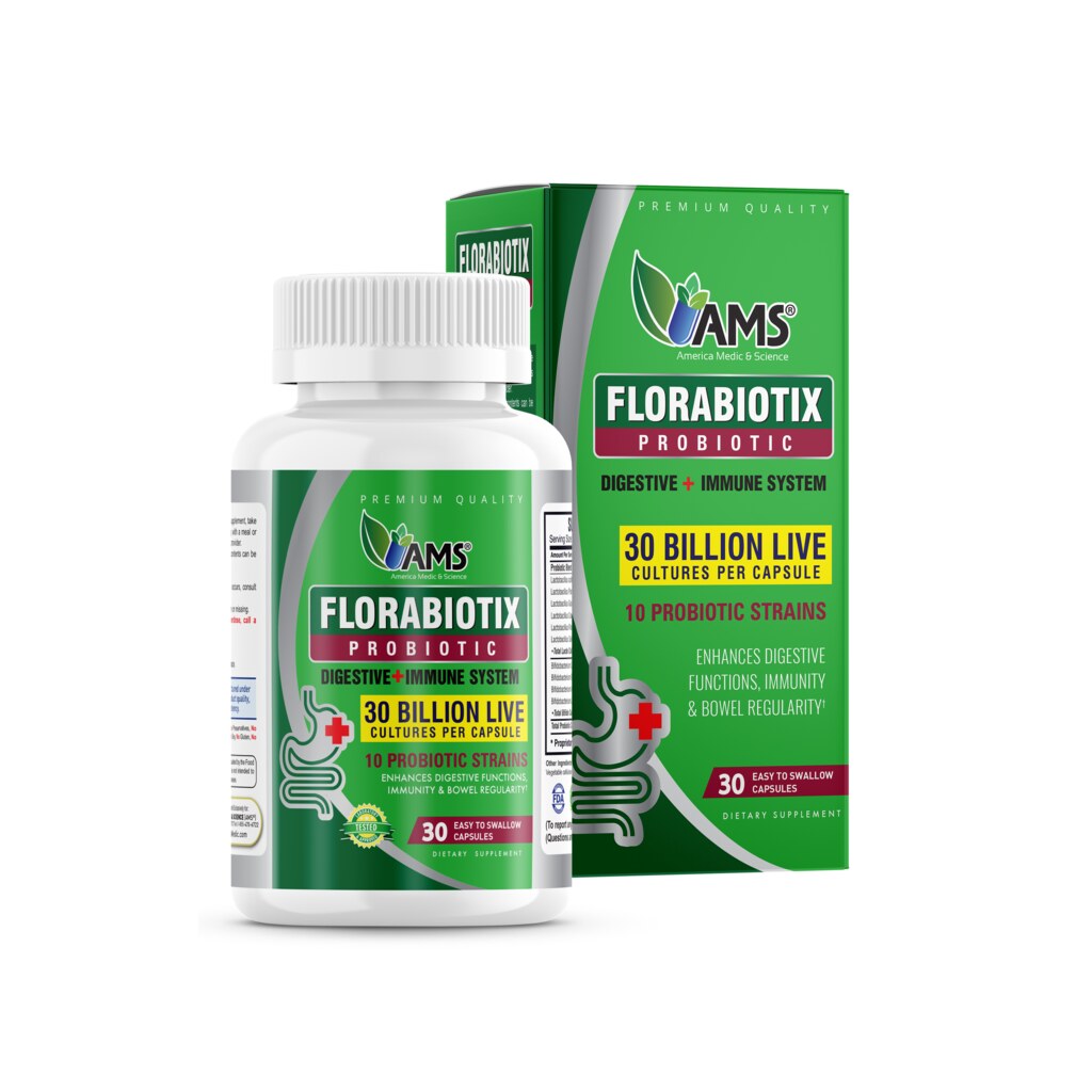 Ams Florabiotix Probiotic 30 Billion Capsules For Digestion, Bowel Regularity & Immunity Support 30's